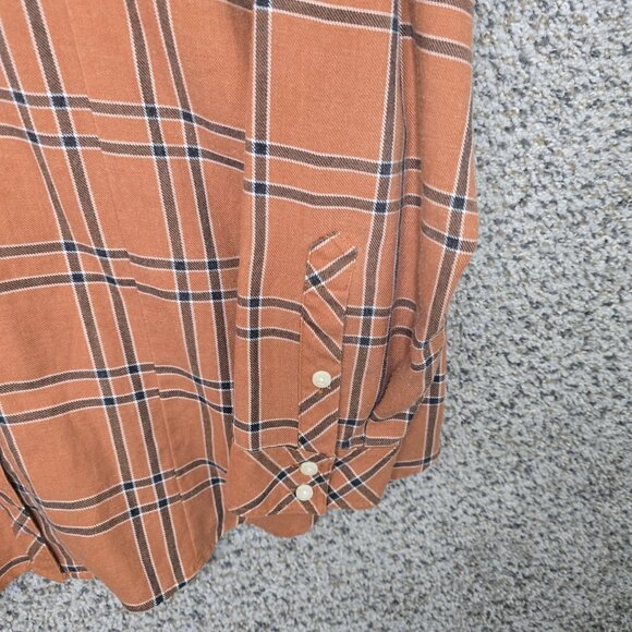 Torrid Top Womens 1 US Plus 1X Dusty Orange Plaid Twill Button Up Casual Ladies - Picture 3 of 7